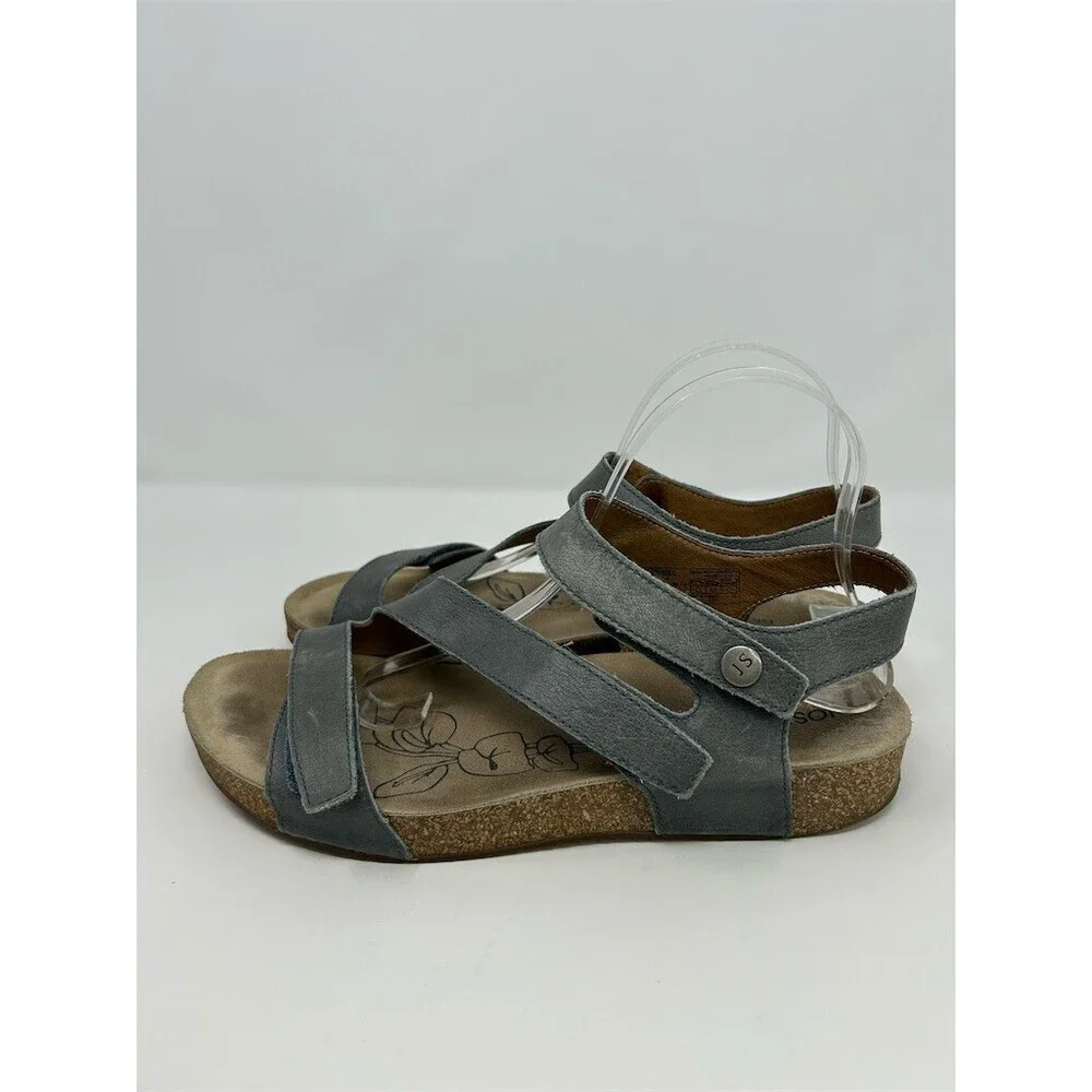Josef Seibel Tonga 25 Womens Gray Comfort Wedge Sandals Hook & Loop Size 42